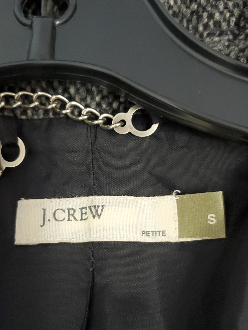 J. CREW Charcoal Tweed Wool Pea Coat - Gray Herringbone - Picture 2 of 6